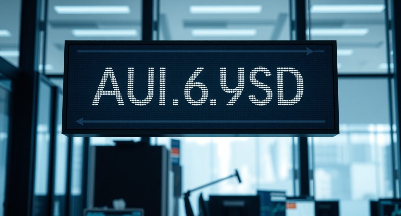 Digital trading screen showing AUD/USD exchange rate at 0.6900
