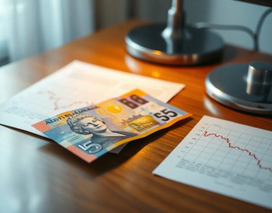 Australian dollar banknote and financial chart showing mixed CPI data impact on AUD/USD