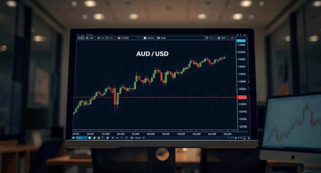 AUD/USD chart on trading screen with RBA and CPI analysis