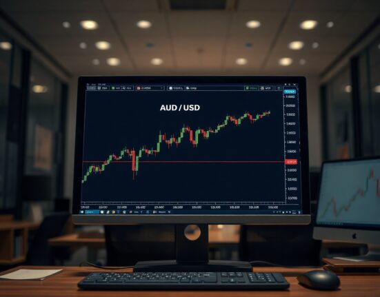 AUD/USD chart on trading screen with RBA and CPI analysis