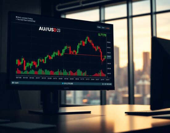 AUD/USD price forecast chart showing advance to 0.7170 with breakout pattern on softer USD.