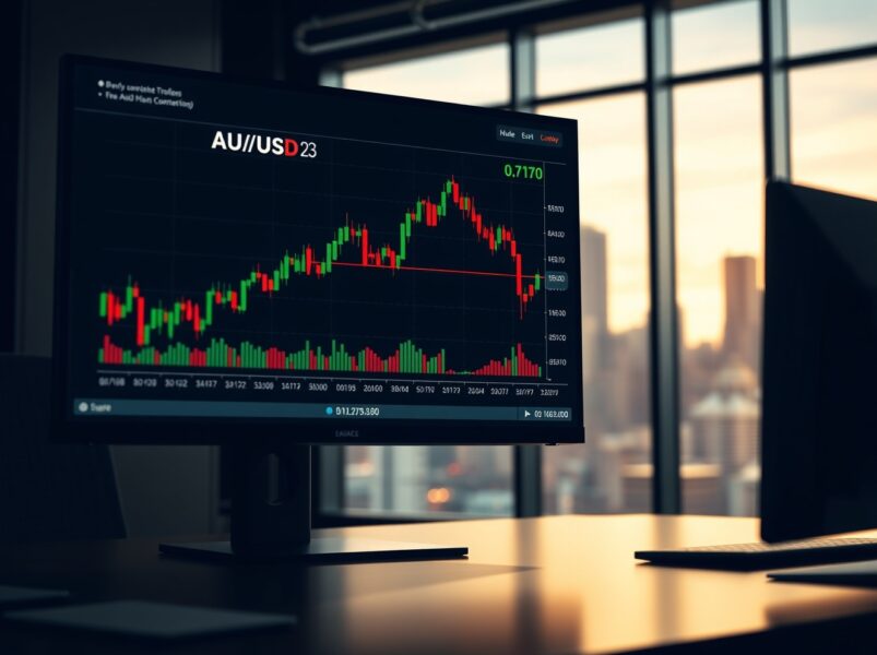 AUD/USD price forecast chart showing advance to 0.7170 with breakout pattern on softer USD.