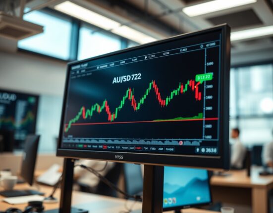 AUD/USD forex chart showing bullish price action approaching 0.72 level