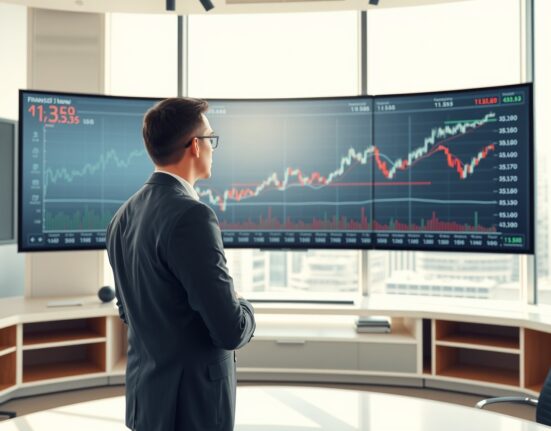 Financial analyst examining AUD/USD currency charts showing gains supported by RBA hawkish policy