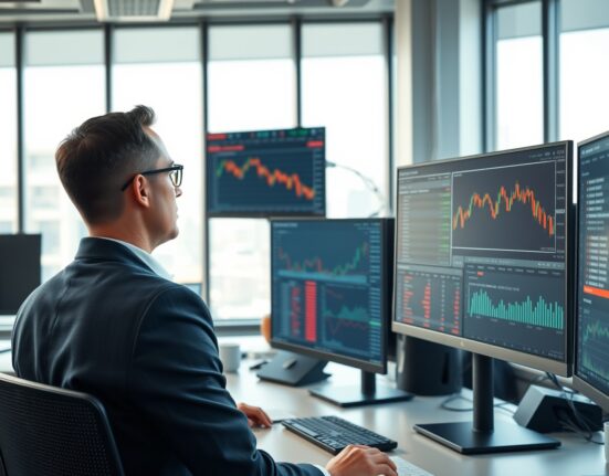 Financial analyst examining AUD/USD currency charts showing Australian dollar underperformance after RBA rate decision