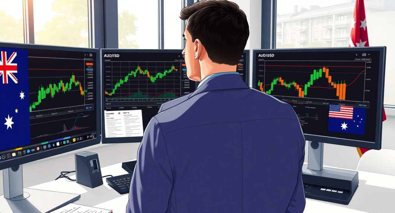 Financial analyst monitoring AUD/USD recovery following RBA's hawkish monetary policy announcement