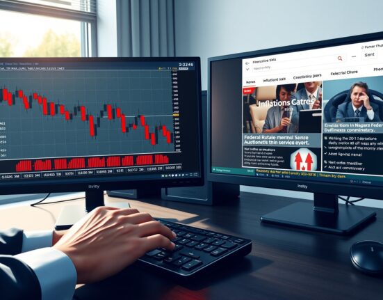 AUD/USD currency pair chart showing decline as US Dollar strengthens on inflation fears