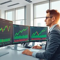 Professional forex trader analyzing AUD/USD currency charts during RBA rate decision period