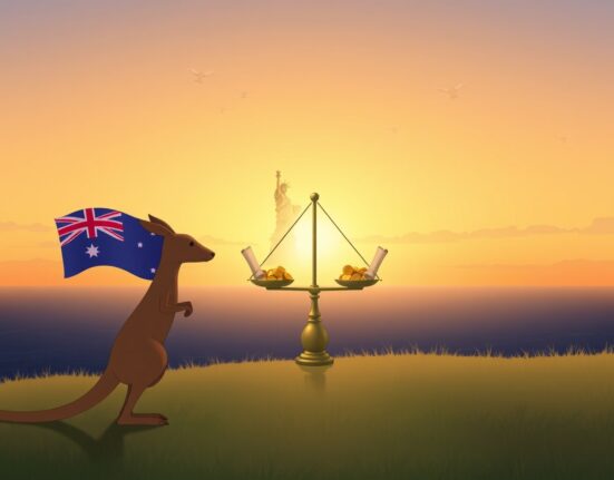 AUD/USD forex pair analysis showing impact of US CPI data and tariff policies on exchange rate.