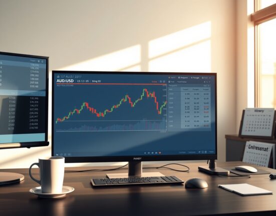 AUD/USD forex chart analysis showing price stalling below 0.6950 amid rising ISM inflation data.