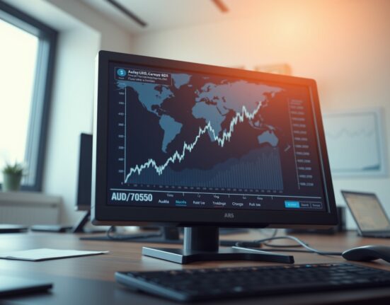 AUD/USD forex chart surging past 0.7050 following Trump's decision to suspend Iran strikes.