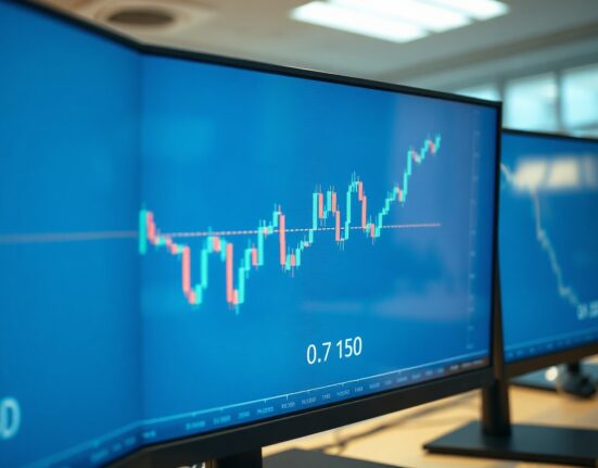 AUD/USD forex chart showing price approaching 0.7150 resistance level near the nine-day EMA