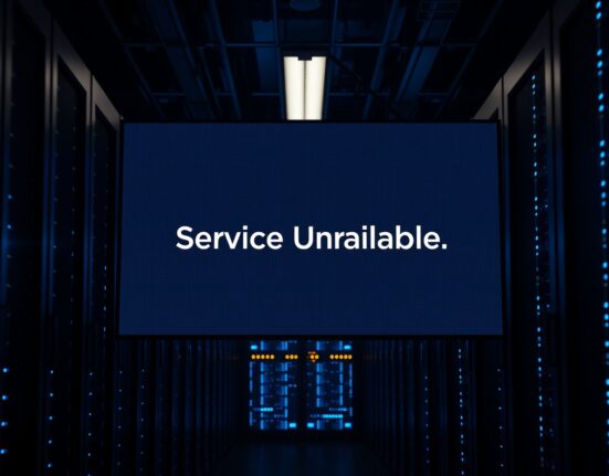 A digital screen displaying a network error message in a dark server room, representing the Aurora mainnet outage.