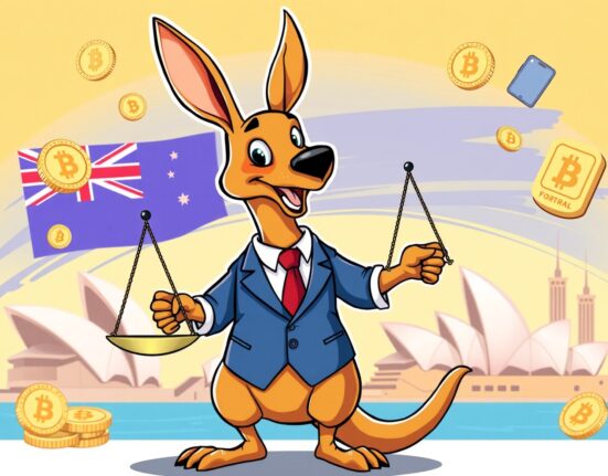 Australia's crypto regulatory framework illustrated as balanced scales protecting digital assets