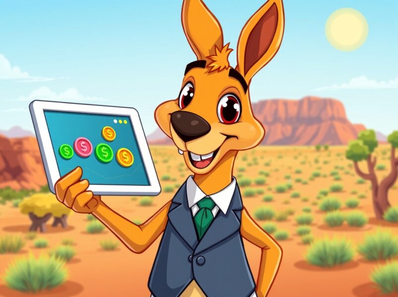 A cartoon kangaroo symbolizing Australia's bold move to ease stablecoin regulations for crypto businesses.