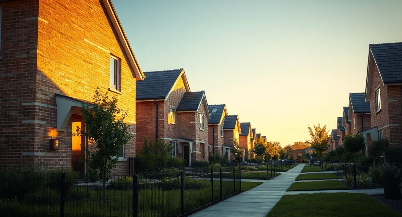 Australian suburban houses at sunset, representing the recovering home loan market.