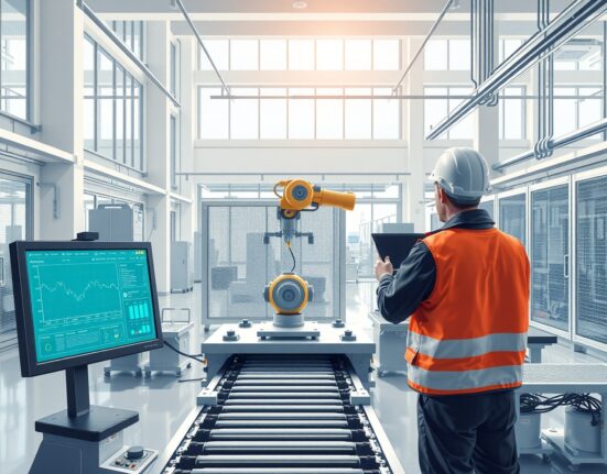 Australian manufacturing facility showing production data and machinery operation