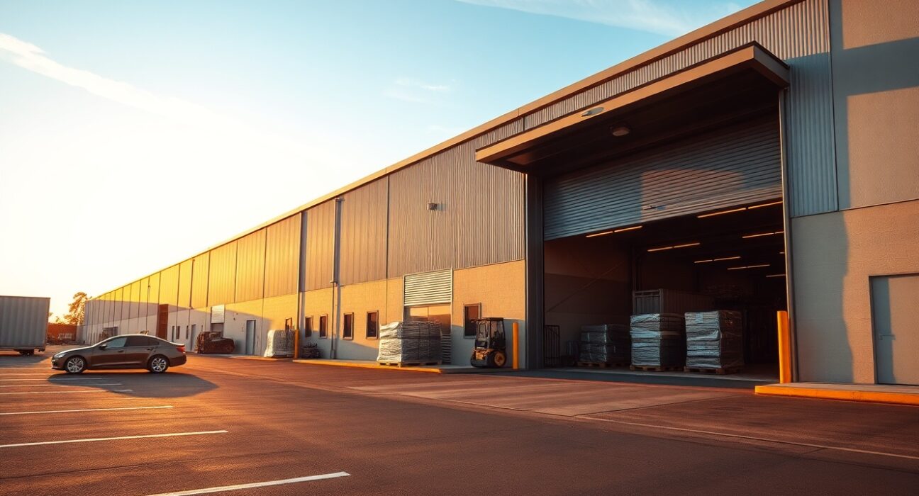 Exterior view of an Australian manufacturing facility during late afternoon, representing the industrial sector.