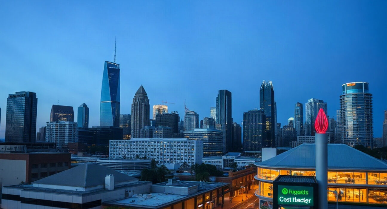 Australian financial district skyline at dusk, representing private sector credit trends