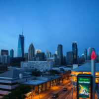 Australian financial district skyline at dusk, representing private sector credit trends