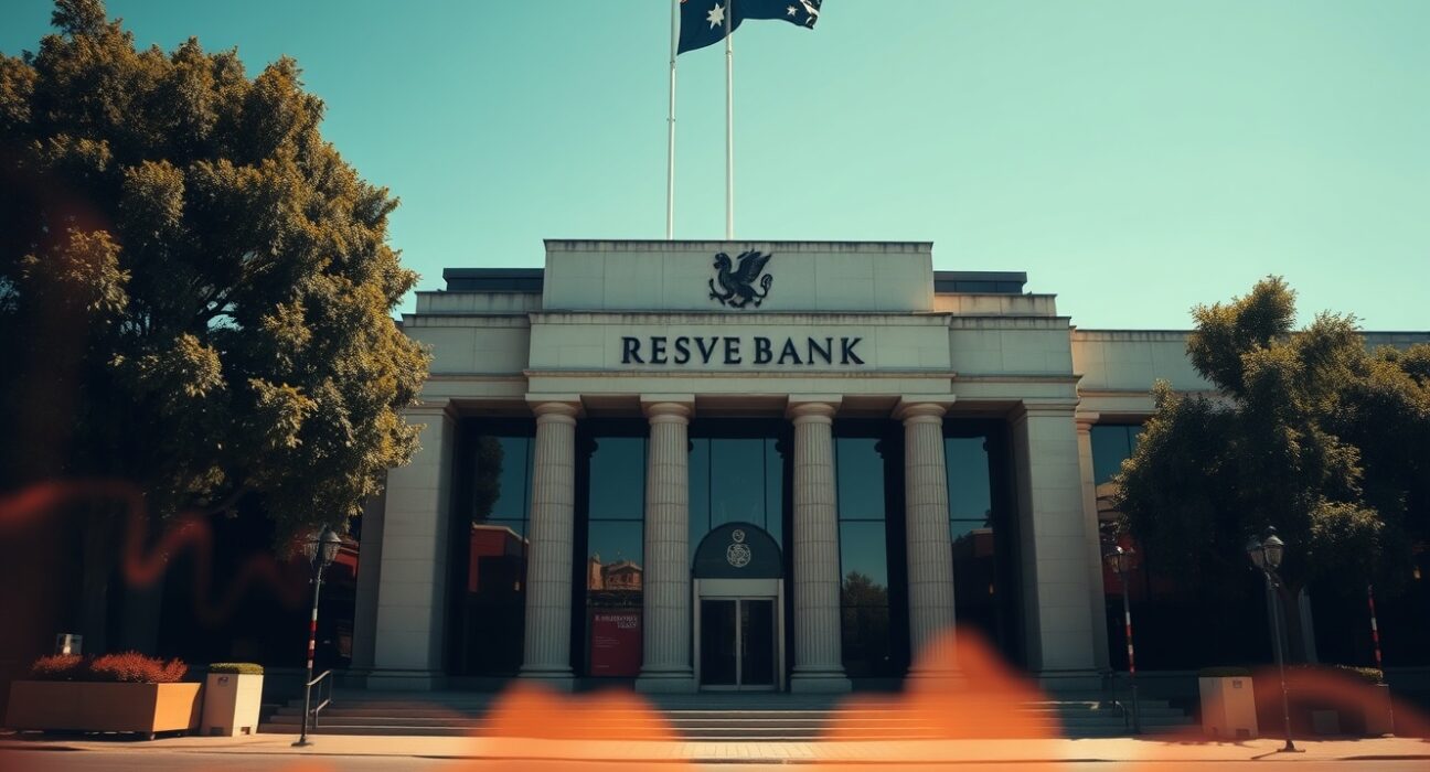 Reserve Bank of Australia building in Sydney on a sunny day, representing economic data and commodity index reporting.