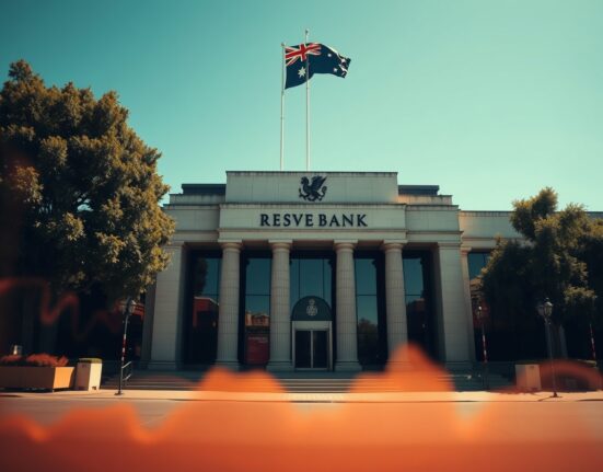 Reserve Bank of Australia building in Sydney on a sunny day, representing economic data and commodity index reporting.