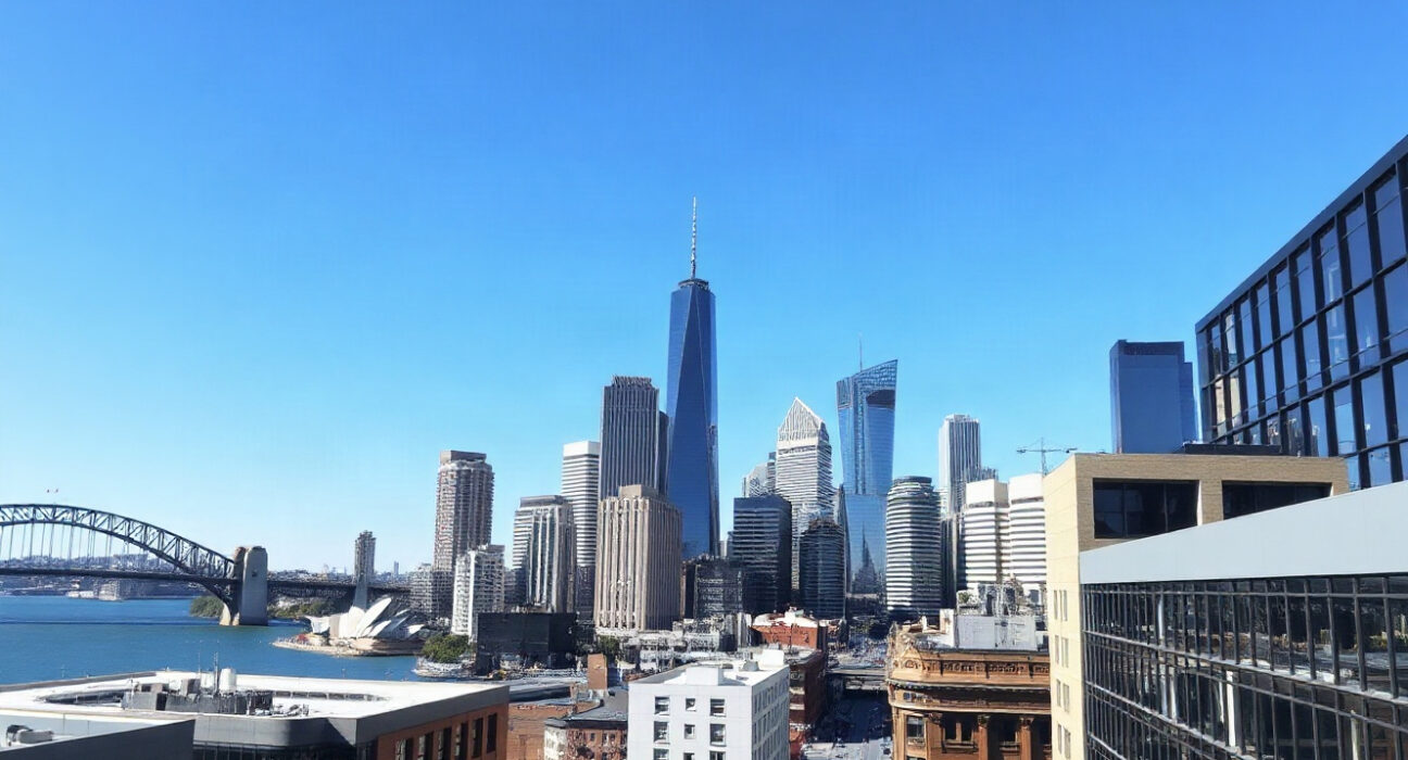 Sydney skyline on a clear day, representing Australia's services sector performance