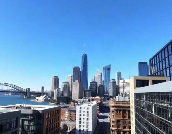 Sydney skyline on a clear day, representing Australia's services sector performance