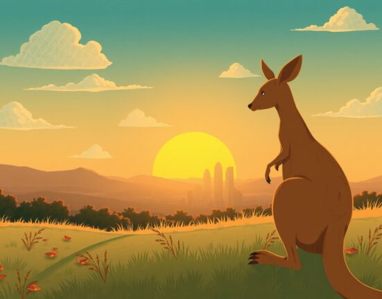 Symbolic Ghibli-style art representing Australia's economic policy shift affecting unemployment and inflation.