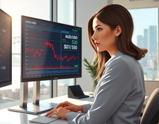 Financial analyst monitoring Australian Dollar exchange rates after RBA minutes release