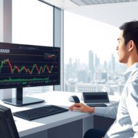 Forex trader analyzing Australian dollar charts and RBA policy impacts on currency markets