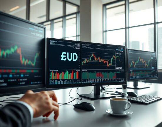 Forex trading desk in Sydney showing Australian dollar exchange rate charts