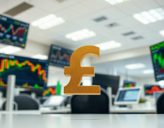 Australian Dollar symbol with financial charts in the background