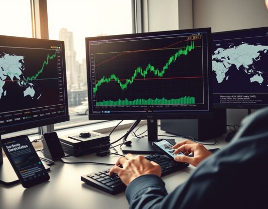 Australian Dollar trading charts show gains following Iran ceasefire extension and positive PMI data in early 2025.