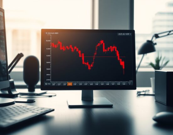 Australian Dollar AUD/USD chart shows sharp decline after US-Iran peace deal failure.