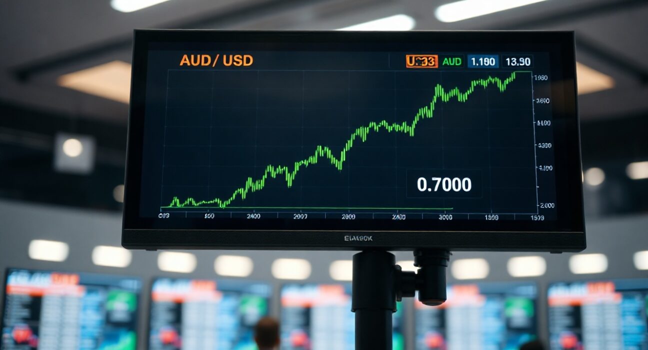 AUD/USD forex chart showing price above 0.7000 on a trading screen
