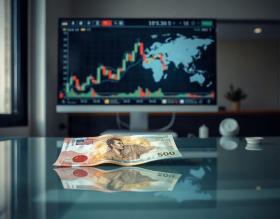Australian Dollar and Chinese Yuan banknotes on a trading desk, symbolizing the AUD/CNY economic relationship.