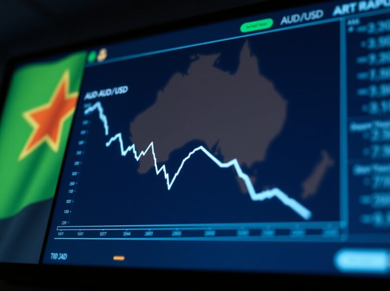 Australian Dollar AUD/USD chart declining due to Iran conflict risk-off sentiment.