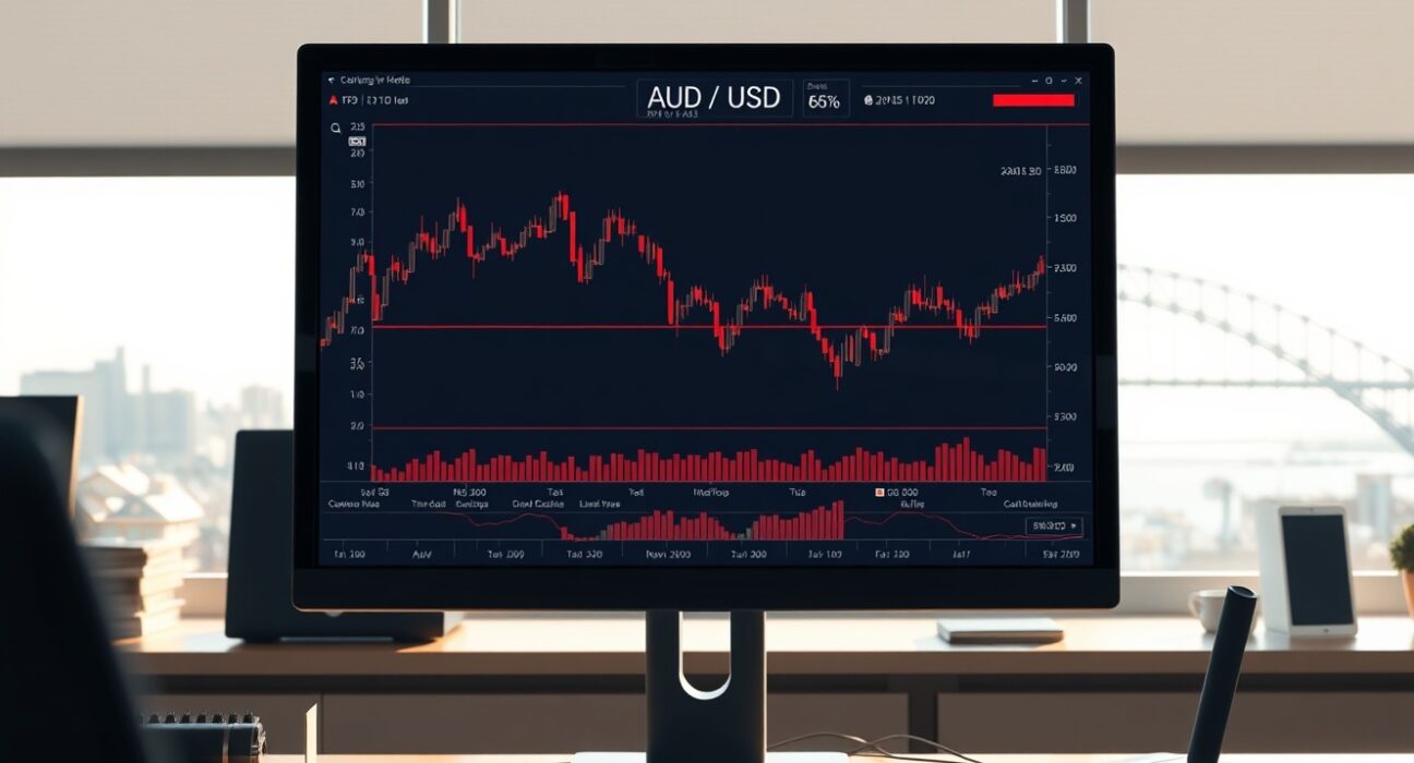 Australian Dollar trading analysis with AUD/USD charts amid Middle East conflicts and job data anticipation