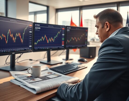 Australian Dollar trading analysis with charts showing performance after Australian and Chinese economic data releases.