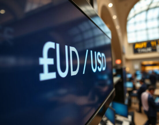 AUD/USD currency pair displayed on a financial screen in a trading environment