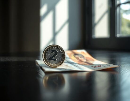 Australian coin and Chinese yuan note symbolizing currency correlation