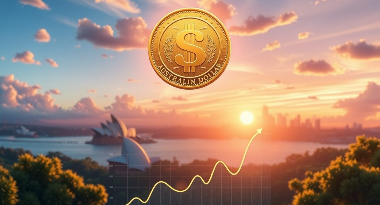 Australian Dollar value surges on a chart following strong inflation data in early 2025.