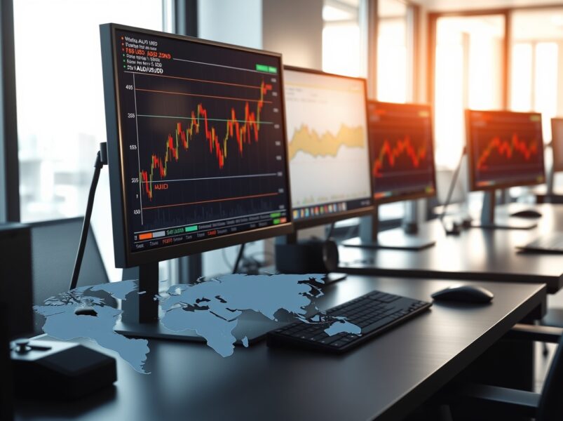 Australian Dollar gains momentum from US-Iran diplomatic progress on trading desk monitors