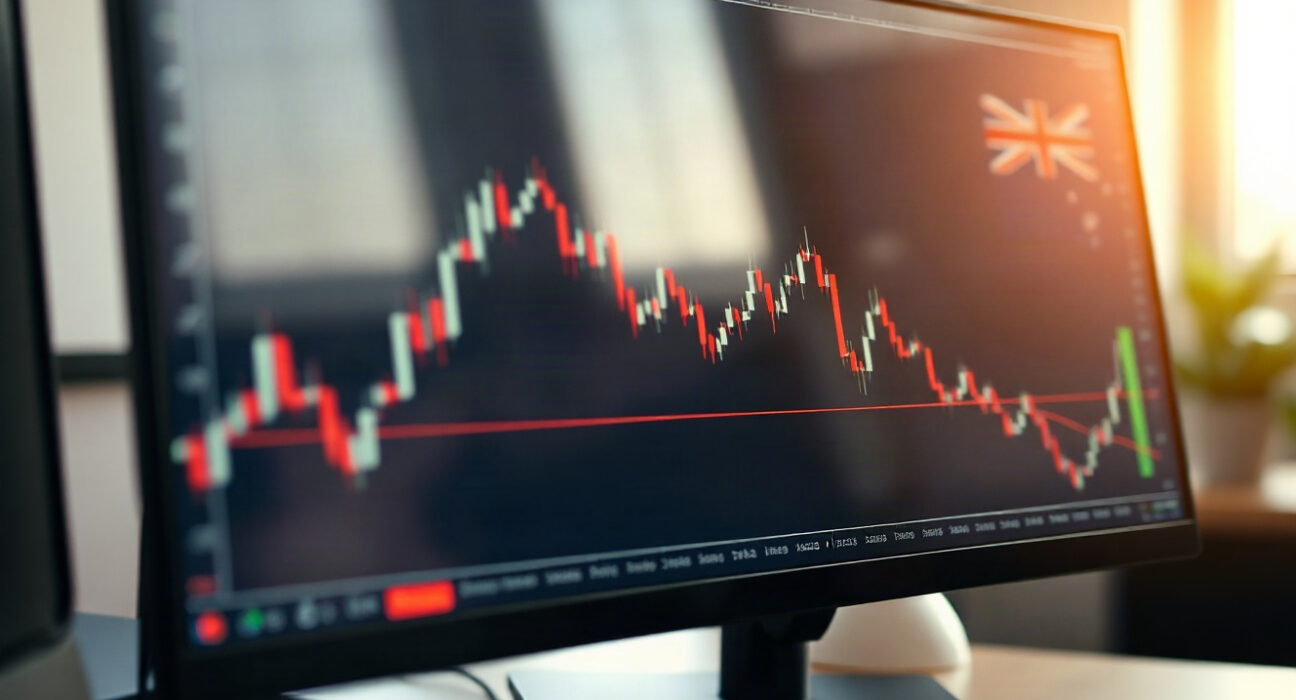 Australian Dollar chart declining on a trading screen after weak jobs data