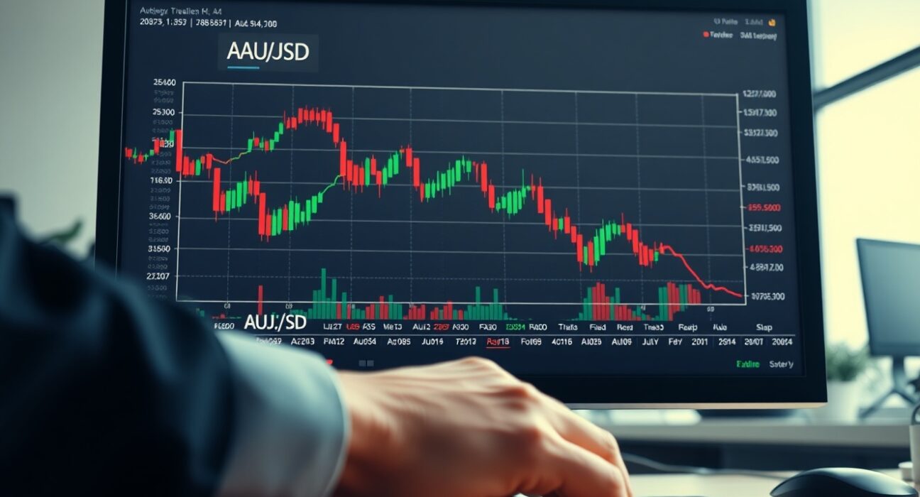 Australian Dollar AUD/USD chart declining due to Middle East geopolitical tensions impacting currency markets.