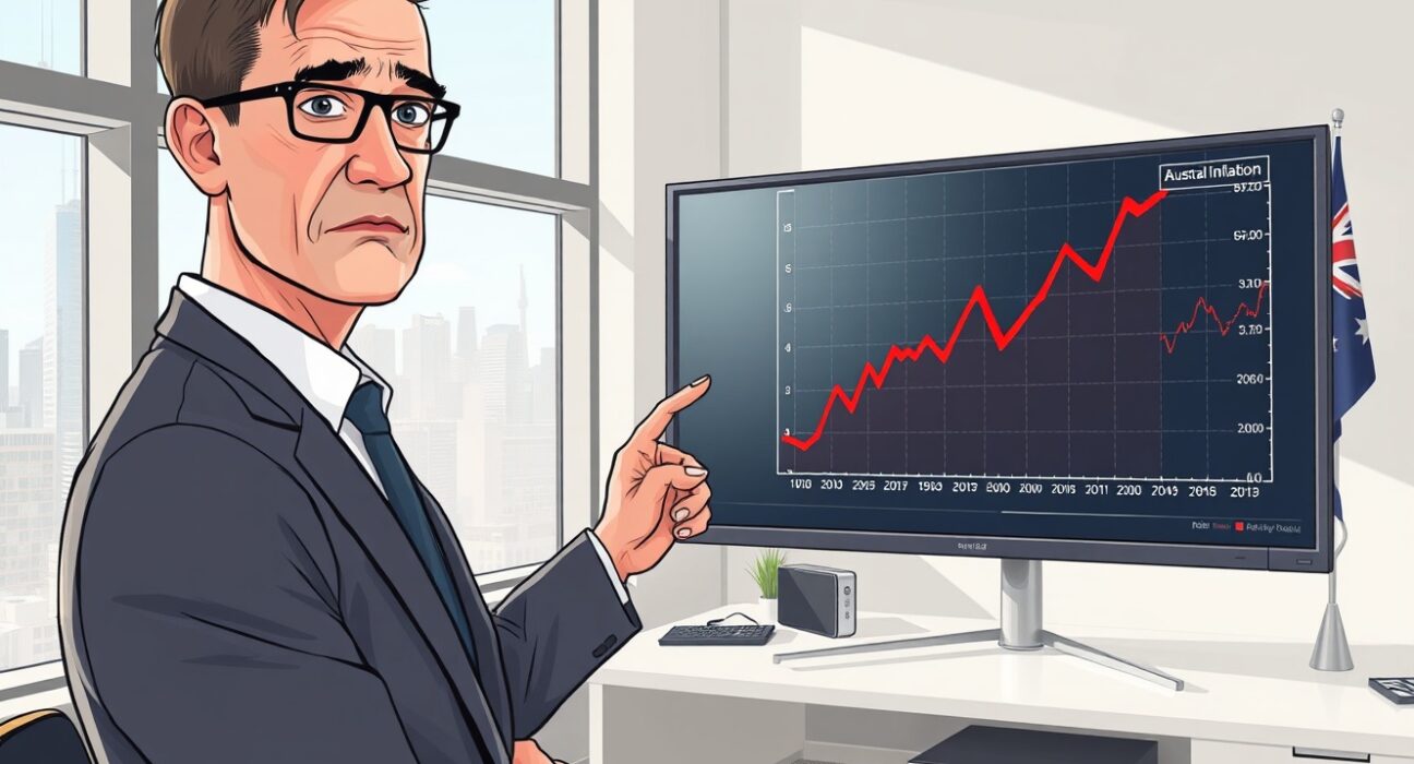 Economist analyzes sharp Australian inflation spike chart, highlighting RBA policy pressure.