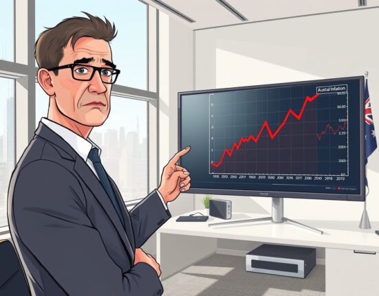 Economist analyzes sharp Australian inflation spike chart, highlighting RBA policy pressure.