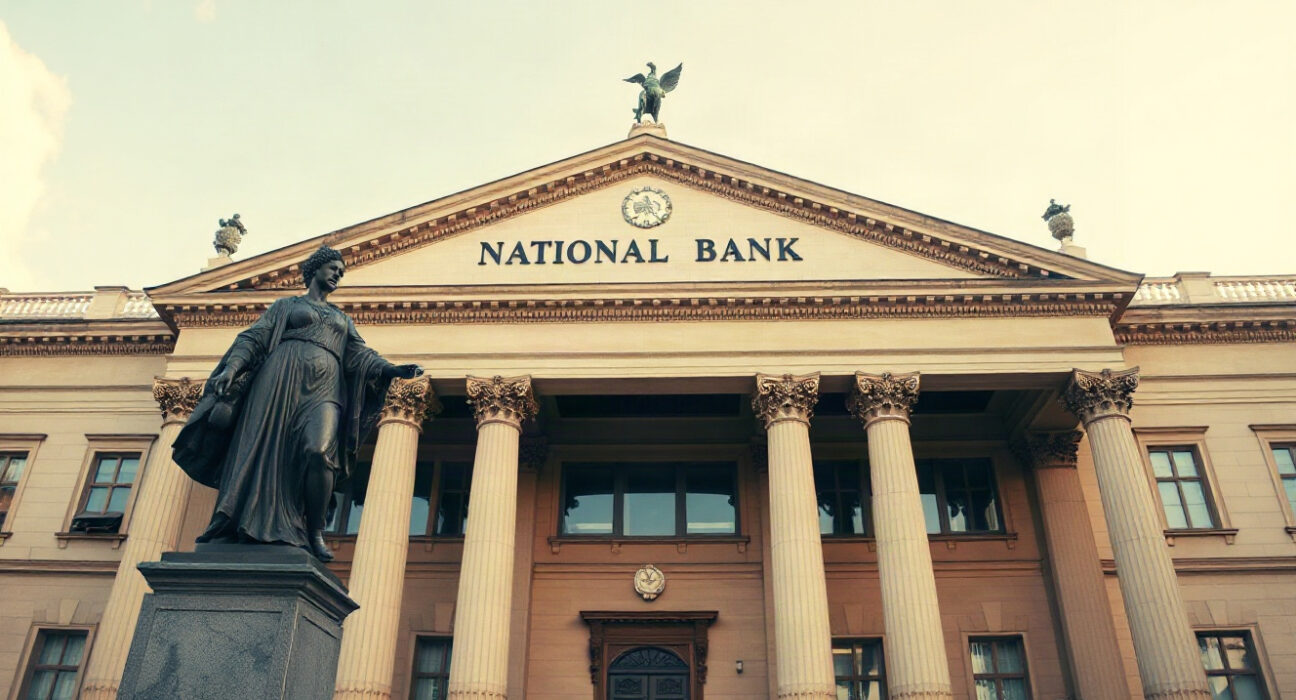 Austrian National Bank building in Vienna, symbol of economic data reporting
