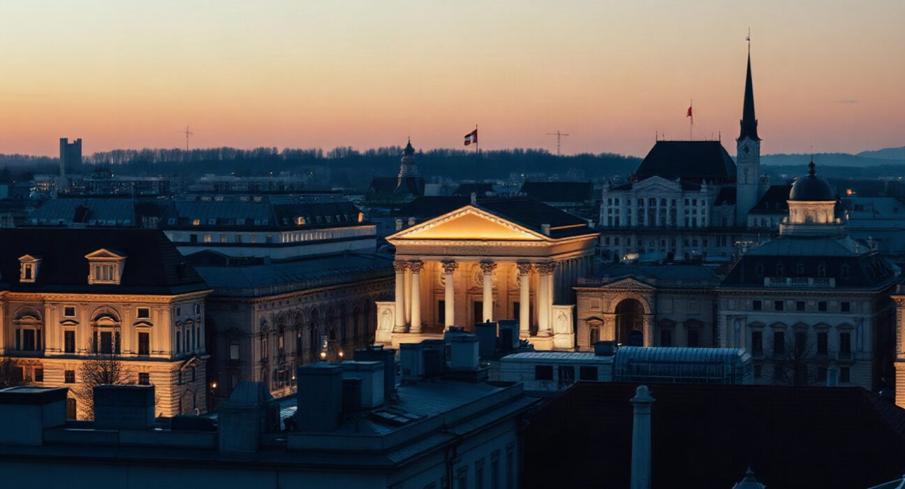 Vienna skyline at dusk representing Austria's economic and inflation data